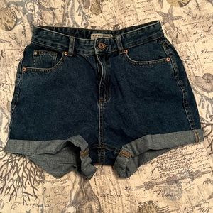 High rise jean shorts dark wash